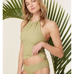 NWT Andie Swim The Baja Top Size XS Smocked Sage